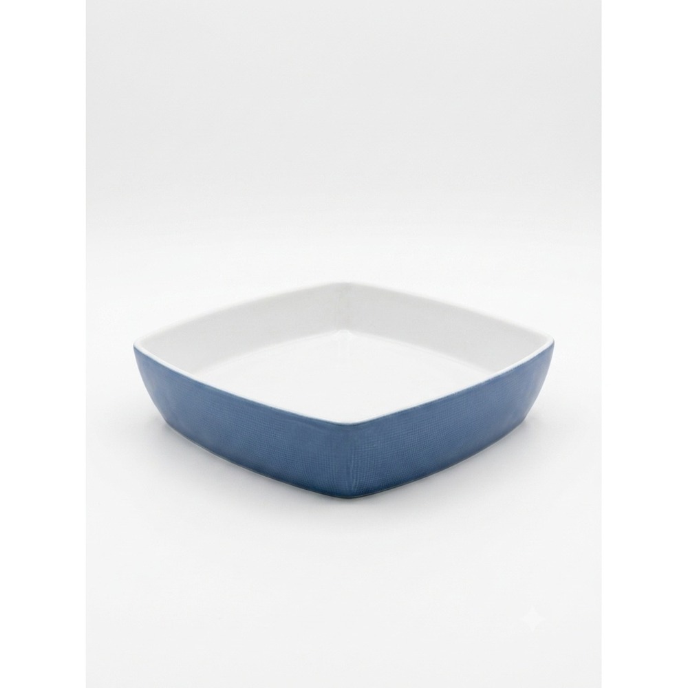 Antica Fornace Italy Square Blue Woven Pattern White Ceramic Serving Bowl Dish